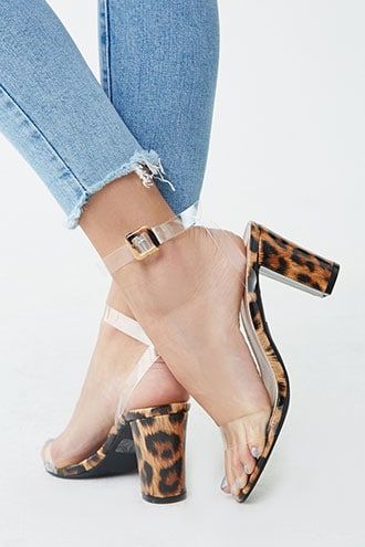 Forever21 Translucent Strap Leopard Print Heels