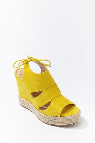 Forever21 Faux Suede Cutout Espadrille Wedges