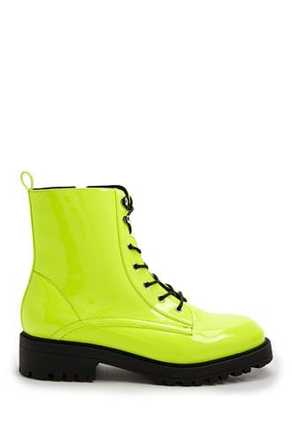 Forever21 Faux Patent Leather Neon Boots