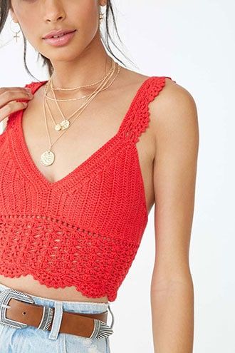Forever21 Crochet Lace Crop Top-Crop Top, Lace Womens Top, Trendy Tops, youngandstylish