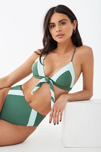 Forever21 Knotted Bikini Top-Forever21 Bikini, Green, Tie Top, Knot Swimsuit